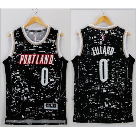 Blazers #0 Damian Lillard Black City Light Stitched NBA Jersey