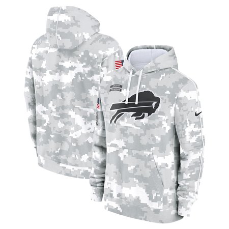 Youth Buffalo Bills Nike White/Gray 2024 Salute To Service Pullover Hoodie