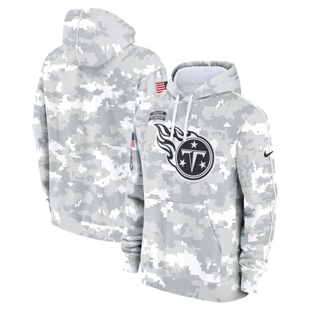 Youth Tennessee Titans Nike White/Gray 2024 Salute To Service Pullover Hoodie